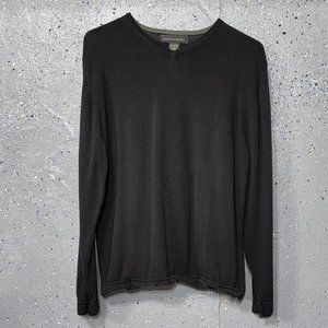 Banana Republic Mens Black 60% Silk 40% Cotton Long Sleeve V Neck Sweater Large